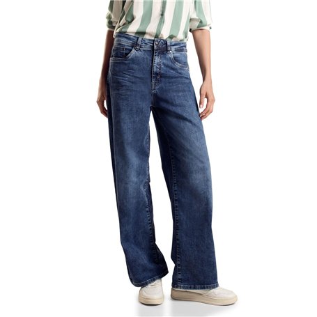 STREET ONE A378109 Jean Coupe Ample, Bleu Foncé Délavé, 26W x 30L Femmes