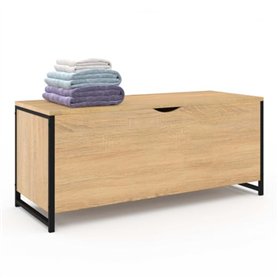 IDMarket - Coffre de Rangement 100 cm Detroit Bois et Noir Design Industriel