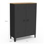 IDMarket - Armoire basse ESTER 2 portes métal noir et plateau bois design industriel
