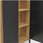 IDMarket - Armoire basse ESTER 2 portes métal noir et contour bois design industriel