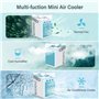Mini Climatiseur Portable, 4 en 1 Refroidisseur d'air Portable USB Mini Air Climatiseur Ventilateur avec 7 Couleurs LED 3 Modes 