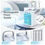 Mini Climatiseur Portable, 4 en 1 Refroidisseur d'air Portable USB Mini Air Climatiseur Ventilateur avec 7 Couleurs LED 3 Modes 