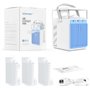 Mini Climatiseur Portable, 4 en 1 Refroidisseur d'air Portable USB Mini Air Climatiseur Ventilateur avec 7 Couleurs LED 3 Modes 
