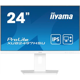 iiyama XUB2497HSU-W2 Lunette Mince IPS 24", 100 Hz, 1 ms (MPRT), 1920 x 1080, HDMI/DP, 2 x USB, Support réglable en Hauteur, TCO