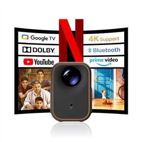 [Netflix sous Licence & Google TV] 2025 Formovie Mini projecteur WiFi Bluetooth 4K Portable pour Films en extérieur, 200 ISO Lum