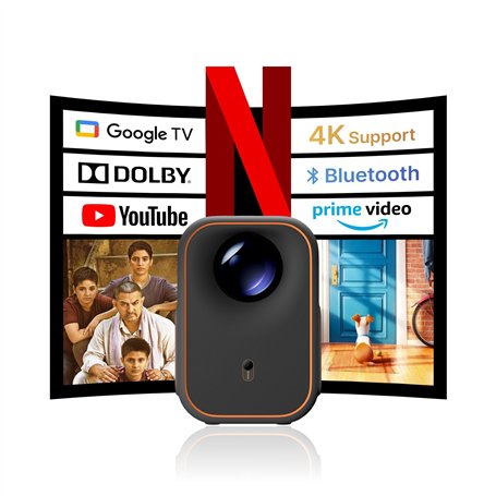 [Netflix sous Licence & Google TV] 2025 Formovie Mini projecteur WiFi Bluetooth 4K Portable pour Films en extérieur, 200 ISO Lum