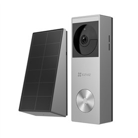 EZVIZ HP3 Pro Sonnette connectée sans Fil et sur Batterie avec Panneau Solaire, Caméra 2K intégrée, Vision Nocturne Couleur, Dét
