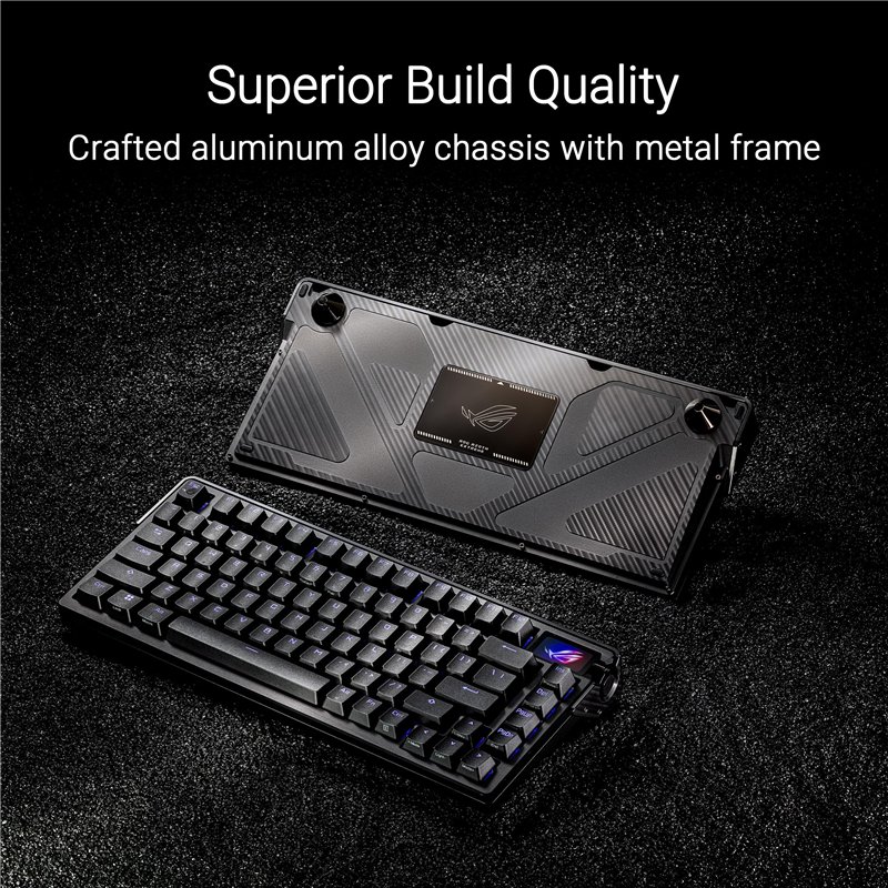 Image secondaire de ASUS ROG Azoth Extreme - Clavier Gaming Custom 75%, châssis en Aluminium, Plaque de positionnement en Fibre de Carbone, Amortiss