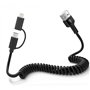 Cable Carplay pour Apple CarPlay et Android Auto - Cable USB A vers USB C et Lightning 2 en 1 pour iPhone 16/15/14/Galaxy/Androi