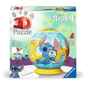Ravensburger - Puzzle 3D Ball - Stitch - A partir de 6 Ans - 72 pièces numérotées à Assembler sans Colle - Support Inclus - Diam