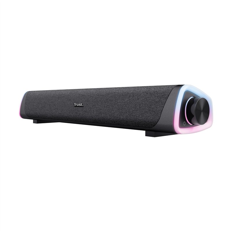 Trust Liro Barre de Son PC 12W, Enceinte PC Stéréo avec Éclairage LED RGB, Connexion Audio 3.5mm, Alimentation USB, Haut Parleur