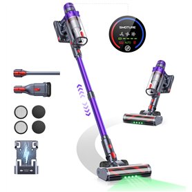 SMOTURE VAC02 550W Aspirateur Balai sans Fil, 45kPa/60min Aspirateur sans Fil Puissant, Rechargeable Support Mural Aspirateur ba