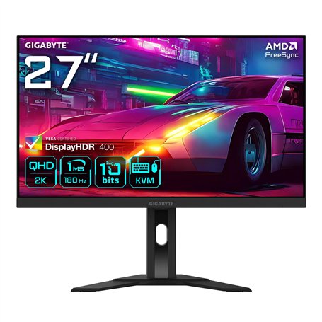 Gigabyte M27QA 27" Moniteur de Jeu QHD - 2560 x 1440, 180Hz, 1ms, 350 CD/m², FreeSync Premium, HDR prêt, HDMI 2.1, DisplayPort 1
