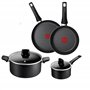 Tefal Lot de 4 casseroles 16 cm + couvercle, poêles 20/26 cm, faitout 24 cm + couvercle, revêtement anti-adhésif haute performan