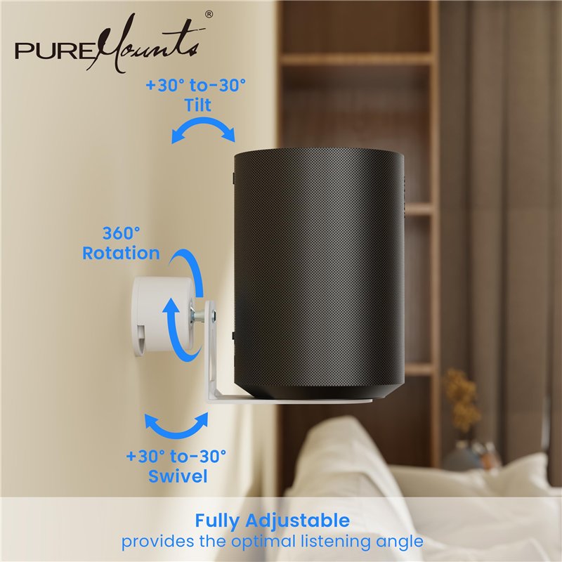 Image secondaire de PureMounts Support de Haut-Parleur pour Sonos Era 100 & 300, Support Mural pour Haut-Parleur avec Gestion des câbles, pivotant +