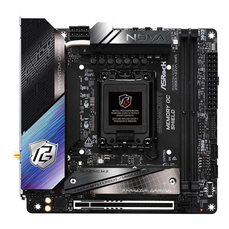 Image secondaire de ASRock Intel Core Ultra Z890 LGA1851 RL-ILM Mini ITX Carte mère Phantom Gaming Z890i Nova WiFi 7 DDR5 9466 MHz 128 Go