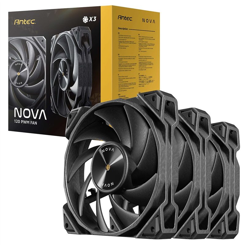 Image secondaire de Lot+de+3+Ventilateurs+de+boitier+Antec+Nova+-+12cm+%28Noir%29