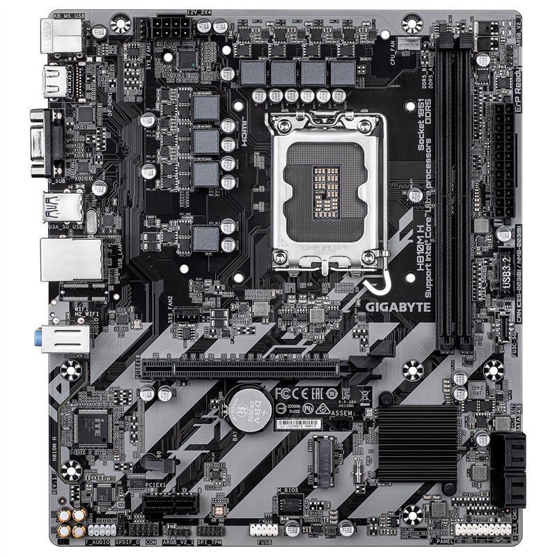 Image secondaire de GIGABYTE H810M H Carte mère - Processeurs Intel Core Ultra (Série 2), VRM 4+1+2 Phases, jusqu'à 6400 MHz DDR5, 1xPCIe 4.0 M.2, L