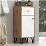 Touch armoire de salle de bain mat blanc, chene décor.