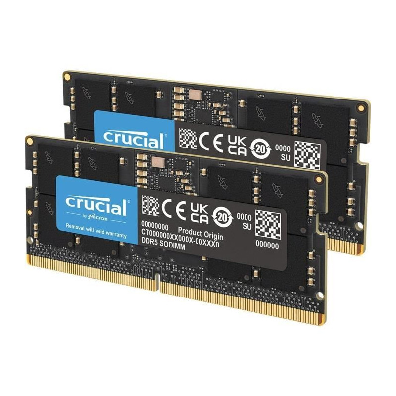 Image secondaire de CRUCIAL Mémoire RAM DDR5 - Kit 128GB (2 x 64GO) - 5600 MT/s - CL46 - SODIMM