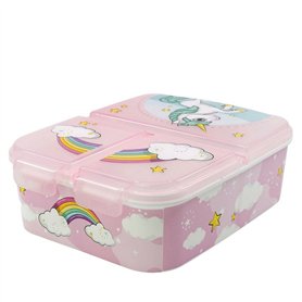 Boîte à lunch avec compartiment à couverts Stor Unicorn Rainbow (6,7 x 16,5 x 19,5 cm)