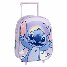 Cartable 3D avec roulettes Stitch Lila 25,0 x 31,0 x 10,0 cm