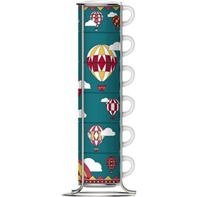 Ensemble de 6 tasses à café Bialetti Winter Wonderland Turquoise Porcelaine 80 ml 6 Pièces (6 Unités)