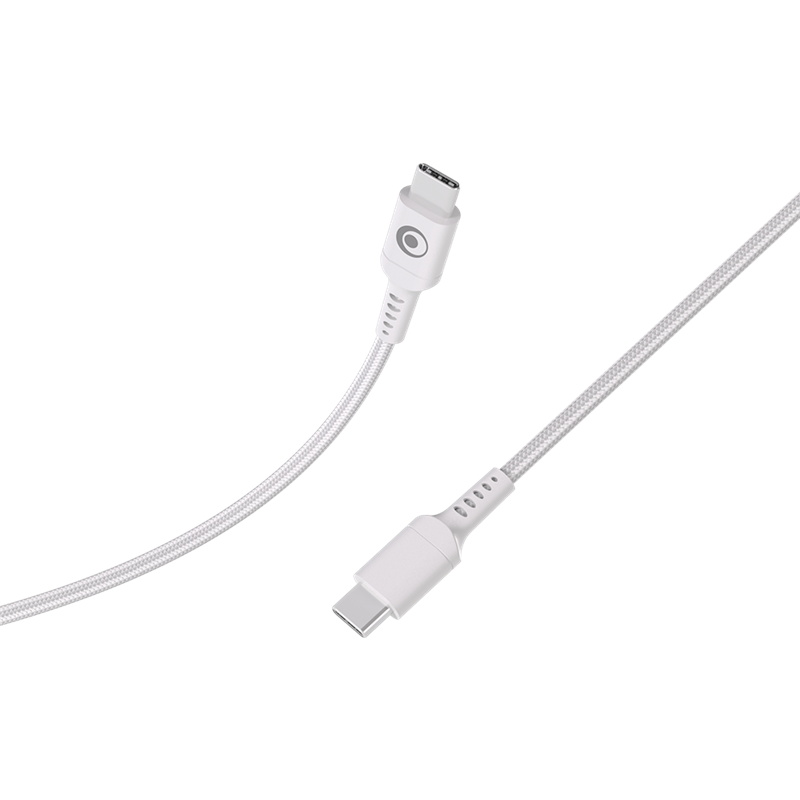 Câble Tissé USB C / USB C 5A 1.2m PD 100W Blanc Bigben