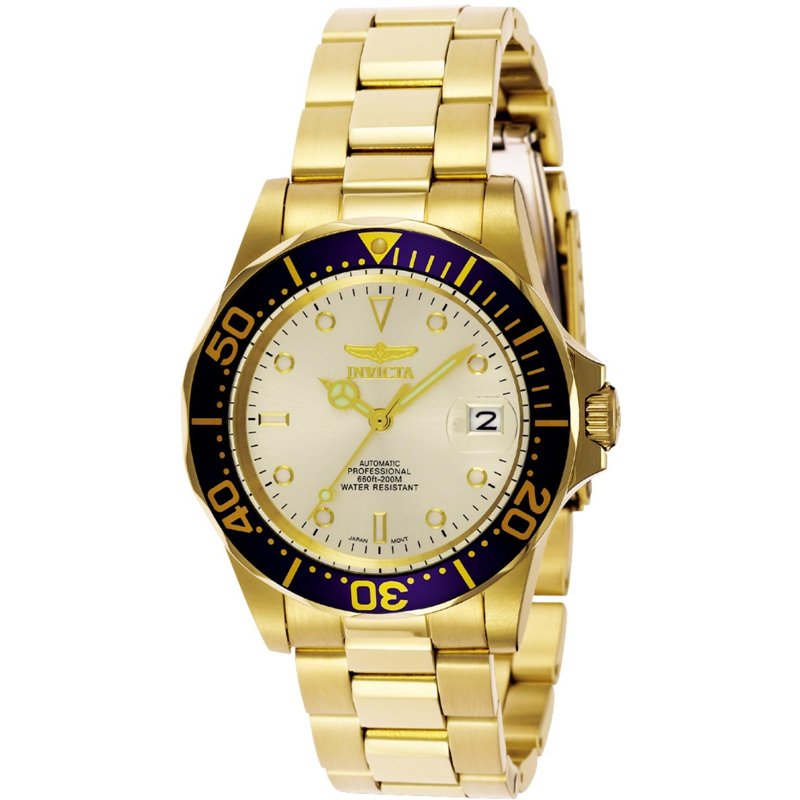 Invicta Pro Diver 9743 Montre Homme - Entanche - Analogique - mouvement automatique - acier inoxydable avec cadran champagne - 4