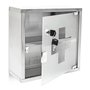 Relaxdays Armoire à Pharmacie EMERGENCY Inox Porte en Verre Rangement H x l x P: 30 x 30 12 cm Remèdes Moderne Salle bain, gris