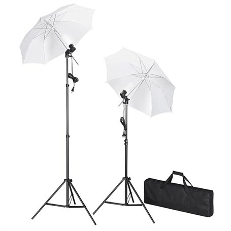 vidaXL Kit de Studio Photo avec Lampes Pieds et Parapluies Lumière Vidéo