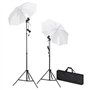 vidaXL Kit de Studio Photo avec Lampes Pieds et Parapluies Lumière Vidéo