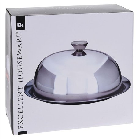 Excellent Houseware BBTrade Sales Cloche en Verre avec Plaque de Base en Acier Inoxydable Plateau de Service vidaXL Assiettes dé