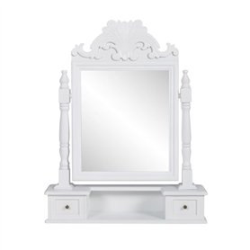vidaXL Coiffeuse en Bois avec 2 tiroirs et Miroir pivotant