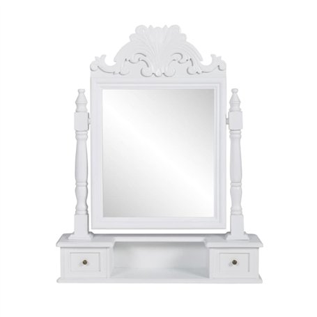 vidaXL Coiffeuse en Bois avec 2 tiroirs et Miroir pivotant
