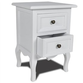vidaXL Table de Chevet avec 2 Tiroirs MDF Blanc Table Basse Décor Chambre