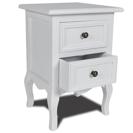 vidaXL Table de Chevet avec 2 Tiroirs MDF Blanc Table Basse Décor Chambre