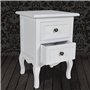 vidaXL Table de Chevet avec 2 Tiroirs MDF Blanc Table Basse Décor Chambre