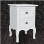 vidaXL Table de Chevet avec 2 Tiroirs MDF Blanc Table Basse Décor Chambre