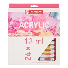 Talens Art Creation Set d'initiation à la peinture acrylique, 24 couleurs (tubes de 12 ml) | Peinture pour adulte