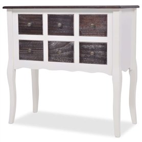 vidaXL Armoire de Console 6 Tiroirs Bois Marron et Blanc Buffet Rangement