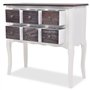 vidaXL Armoire de Console 6 Tiroirs Bois Marron et Blanc Buffet Rangement