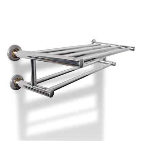 vidaXL Porte Serviettes Double Barre Fixe 6 Tubes Salle de Bain Toilette