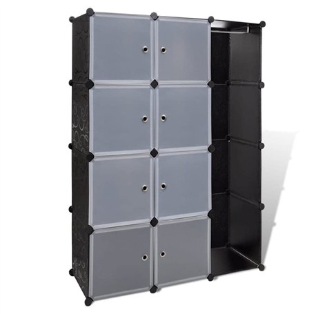 vidaXL Armoire Modulable 9 Compartiments Noir et Blanc Meuble de Rangement
