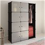 vidaXL Armoire Modulable 9 Compartiments Noir et Blanc Meuble de Rangement