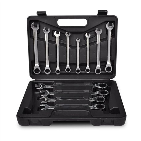 vidaXL Jeu de 12 Clés à Cliquet Travaux de Bricolage Réparation Voiture Garage