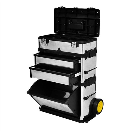 vidaXL Caisse Valise Coffre Boîte à Outils à Roulette Rangement Stockage