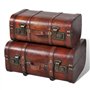vidaXL 2X Coffre de Rangement Vintage Bois Marron Stockage Boîte Coffret