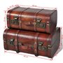 vidaXL 2X Coffre de Rangement Vintage Bois Marron Stockage Boîte Coffret
