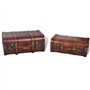 vidaXL 2X Coffre de Rangement Vintage Bois Marron Stockage Boîte Coffret
